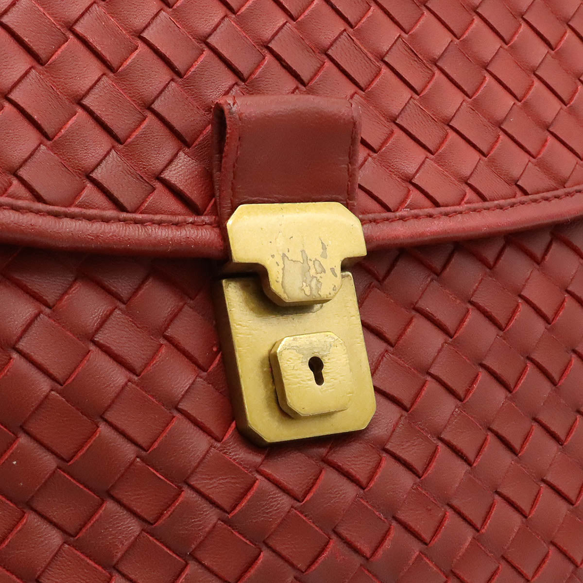 Bottega Veneta Intrecciato Leather Briefcase Red