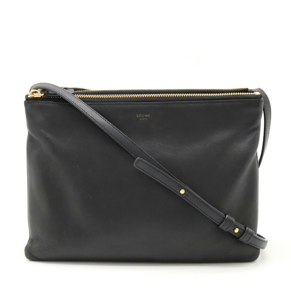 Celine Trio Large Lambskin Shoulder Bag Black