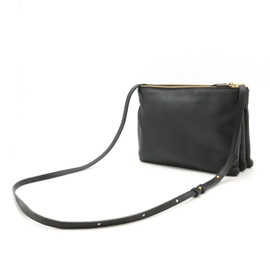 Celine Trio Large Lambskin Shoulder Bag Black