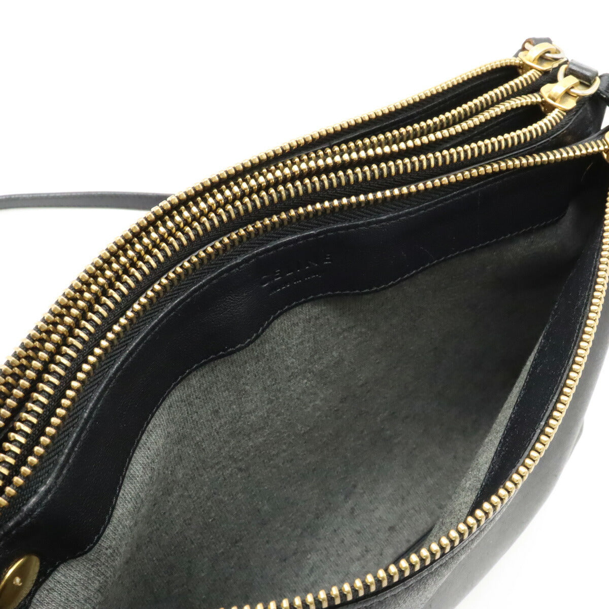 Celine Trio Large Lambskin Shoulder Bag Black