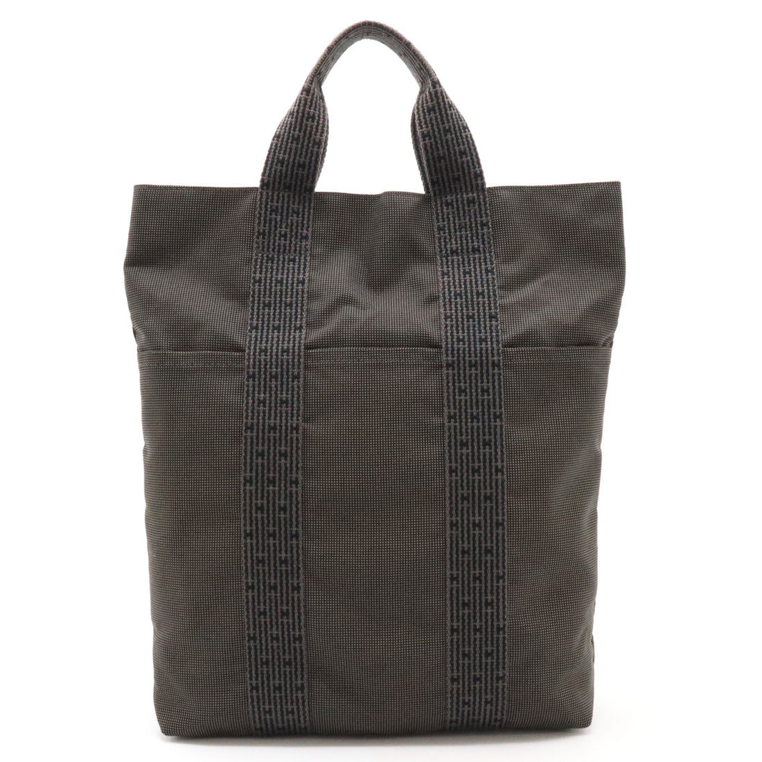 Hermes Canvas Cabas Tote Bag Gray Black