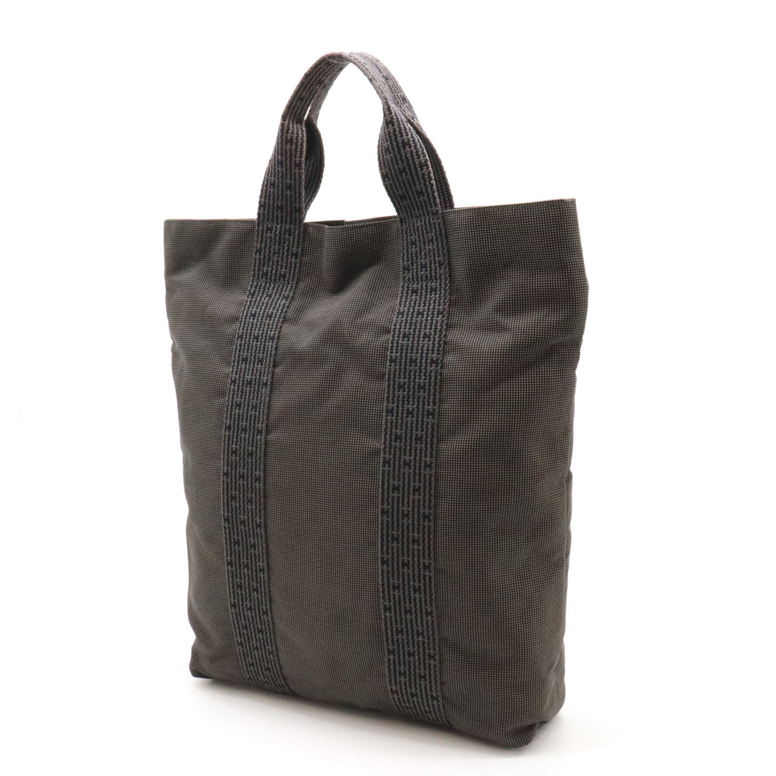 Hermes Canvas Cabas Tote Bag Gray Black