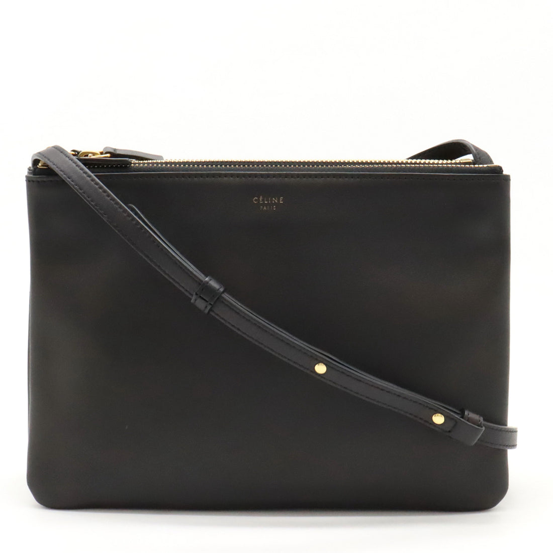 Celine Trio Large Lambskin Shoulder Bag Black