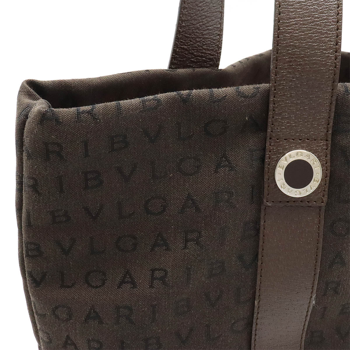 Bvlgari Logo Mania Canvas/Leather Tote Bag 22281 in Great Condition