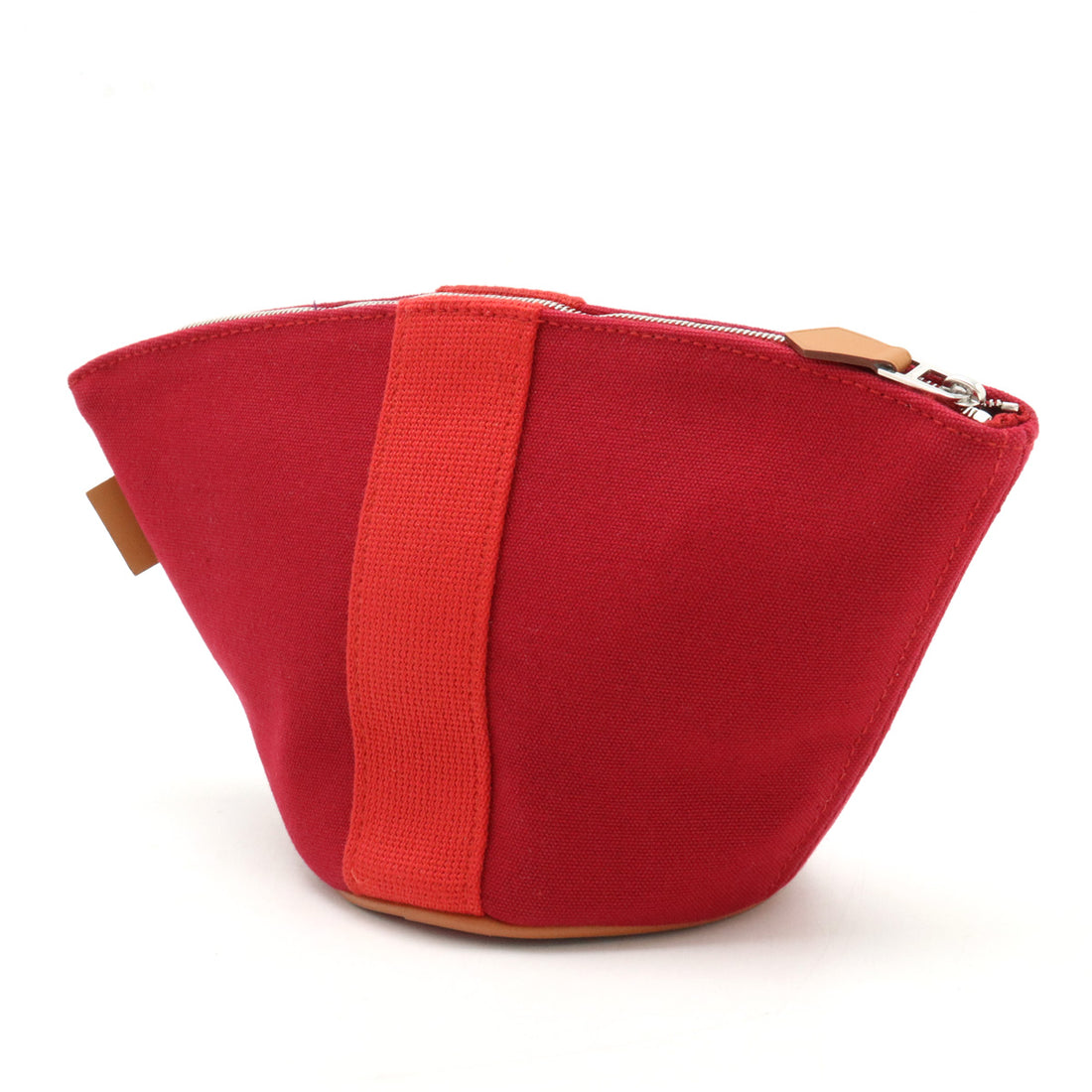 Hermes Trousse Palmyre Mini Cotton Canvas Cosmetic Pouch Red