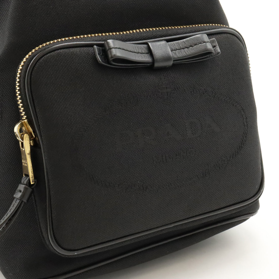 Prada Logo Jacquard Canvas Bucket Bag 2WAY