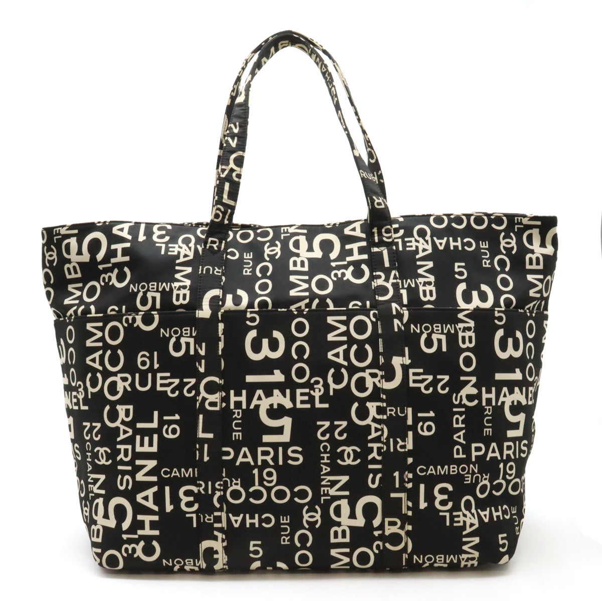 Chanel Canvas Logo Tote Bag with Plastic Chain