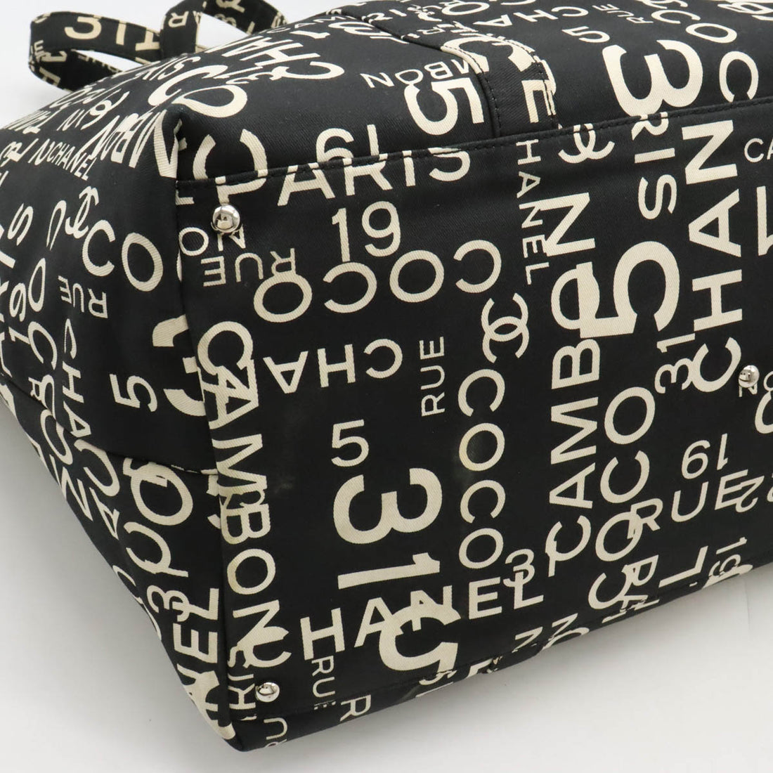 Chanel Canvas Plastic Chain Logo Tote Bag