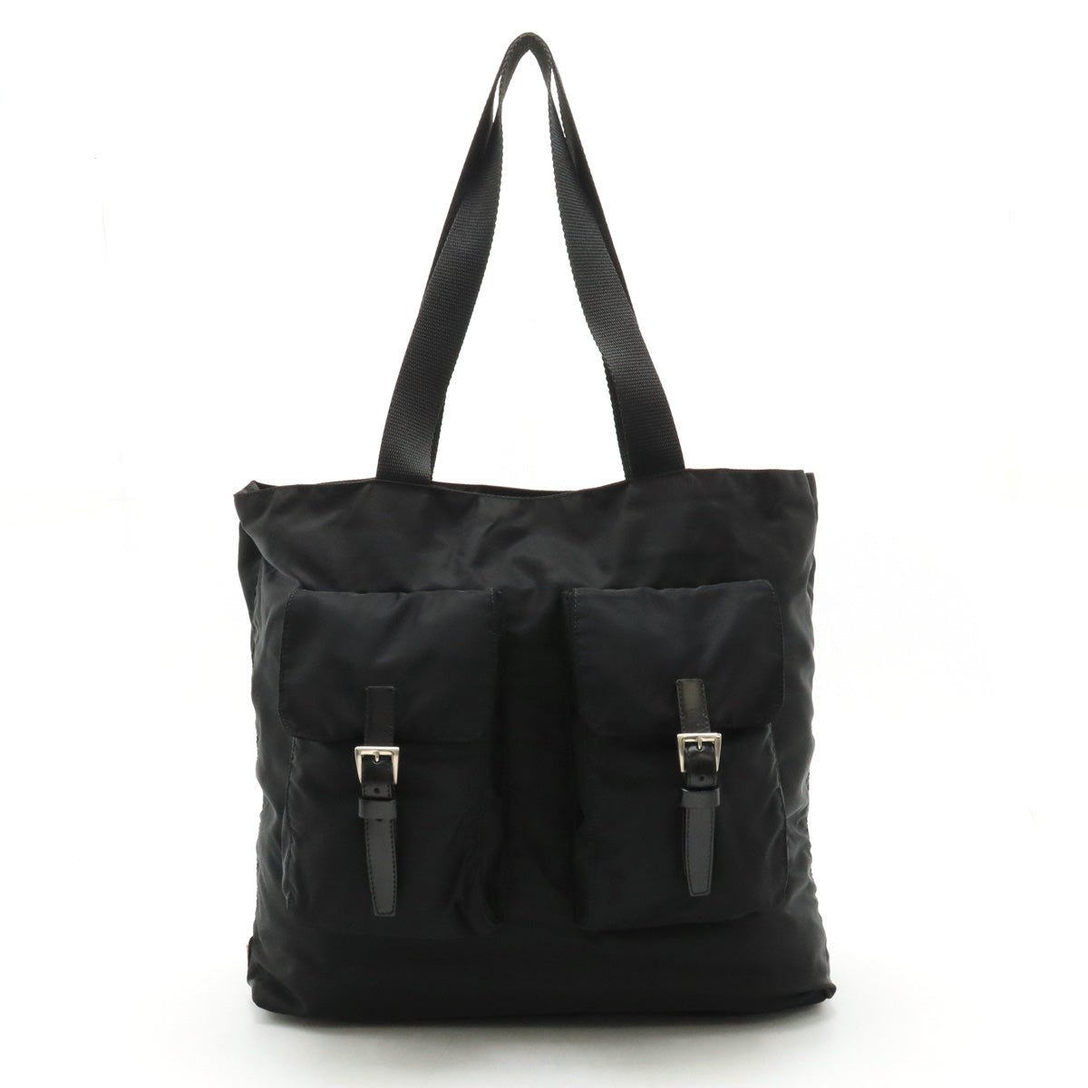 Prada Nylon Leather Tote Bag Black