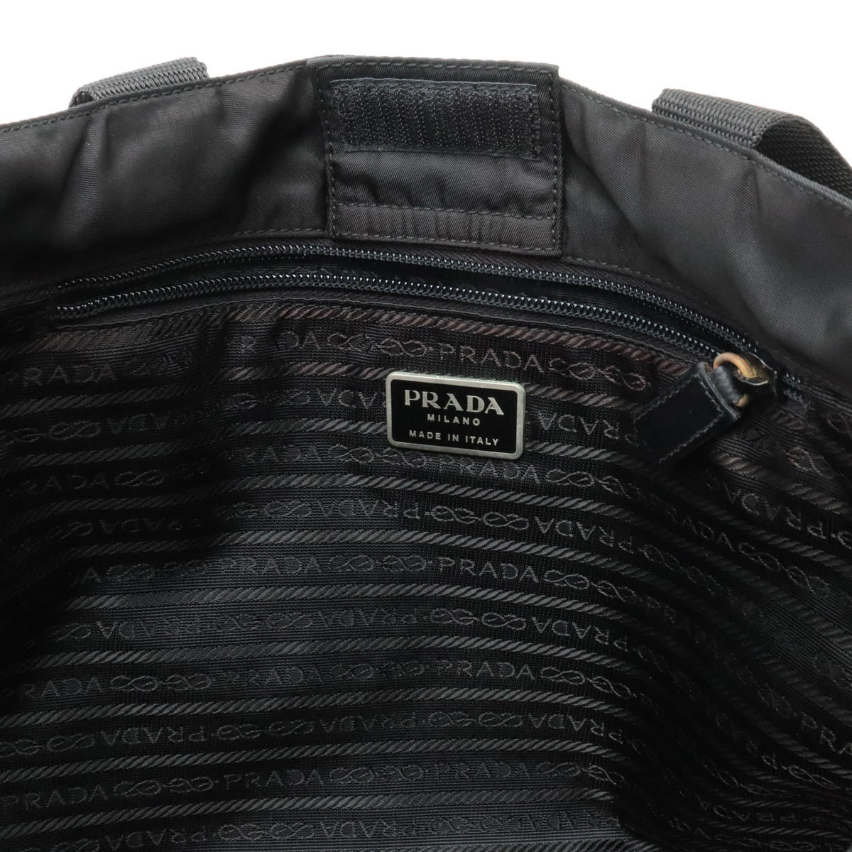 Prada Nylon Leather Tote Bag Black