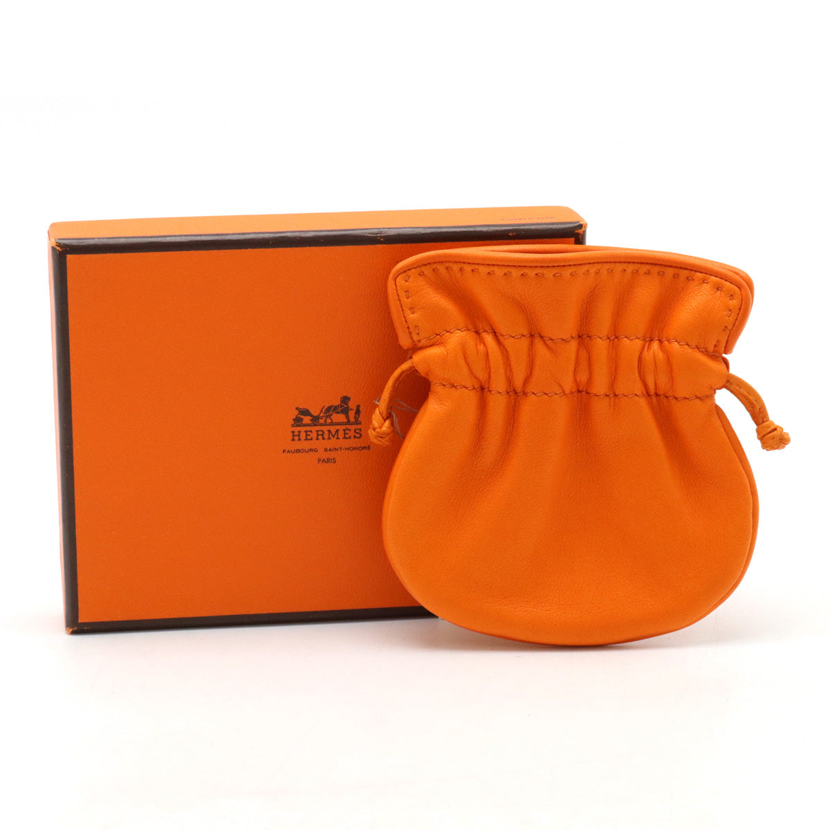 Hermes Leather Mini Drawstring Pouch