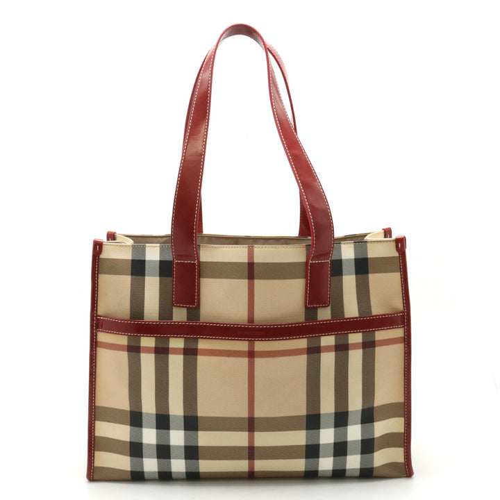 Burberry Checkered PVC/Leather Tote Bag in Very Good Condition