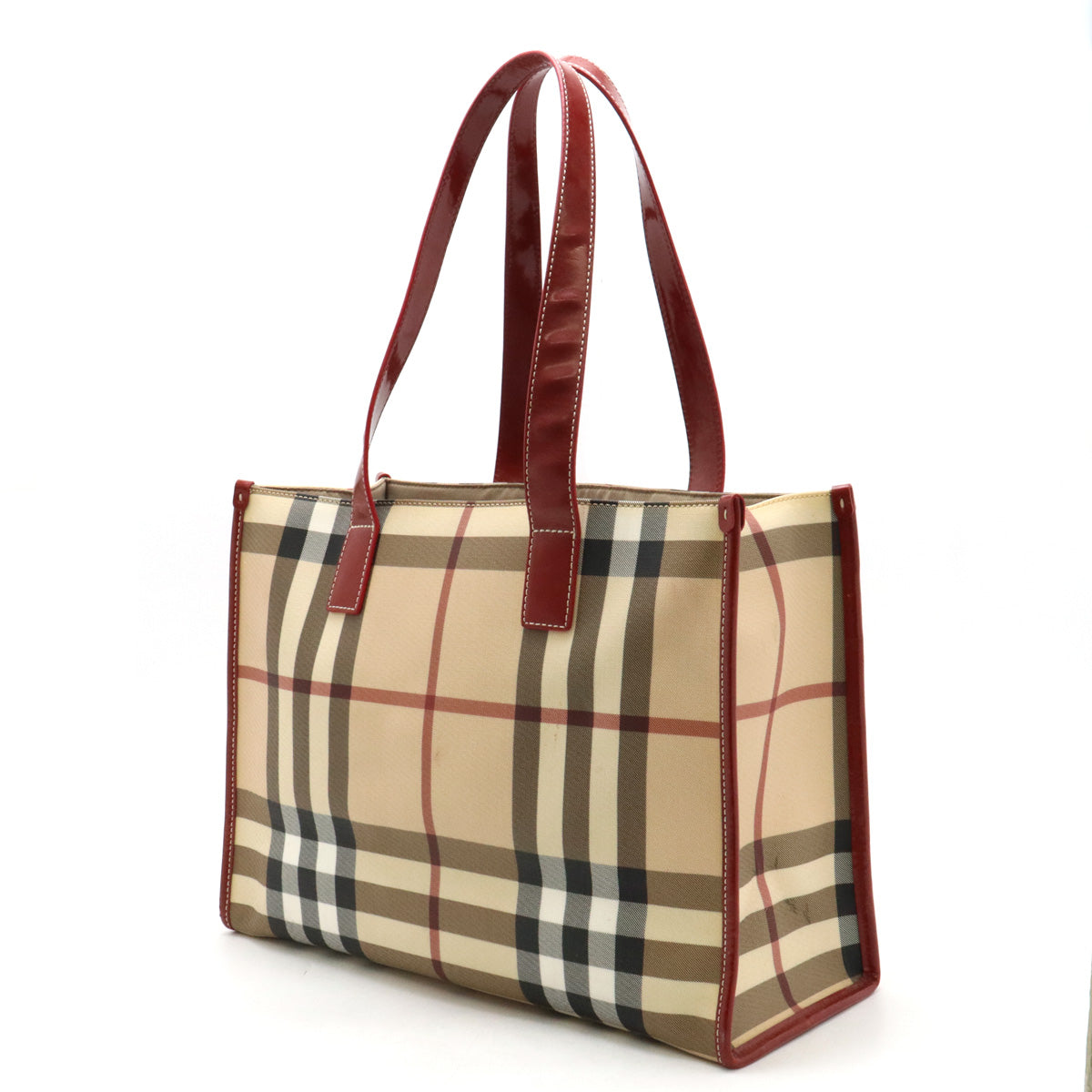 Burberry Checkered PVC/Leather Tote Bag