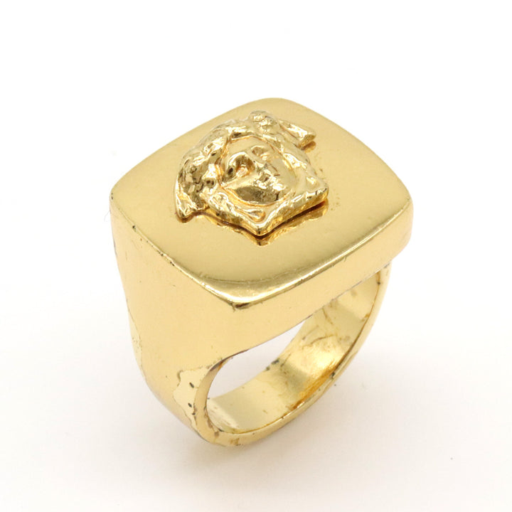 Versace Medusa Signet Ring GP Gold in Very Good Condition