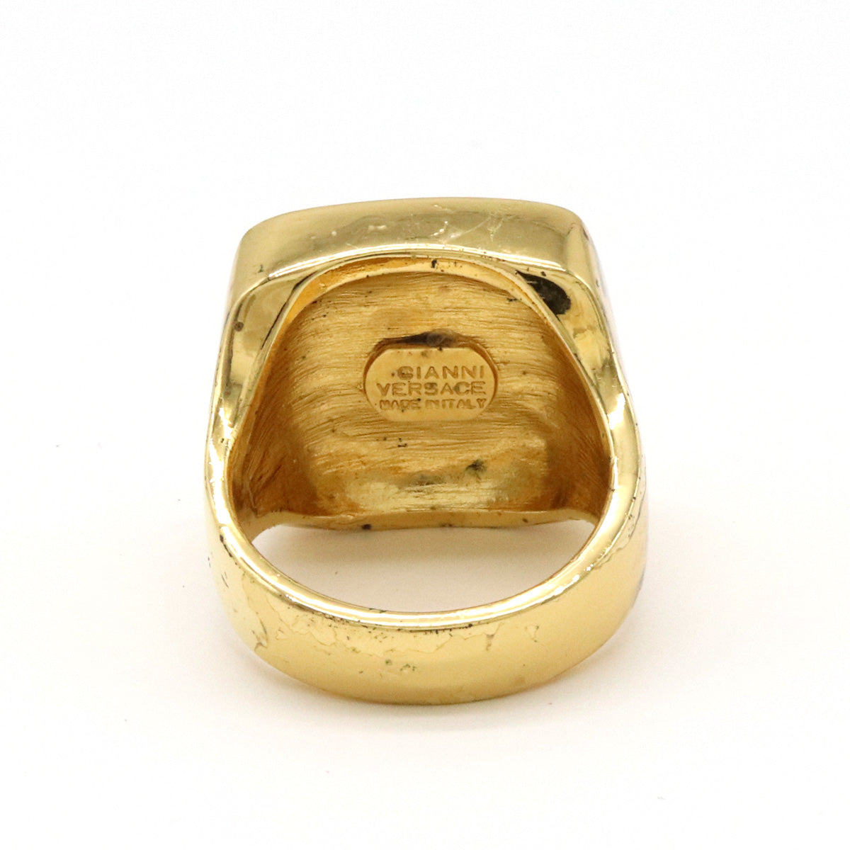 Versace Medusa Signet Ring GP Gold in Very Good Condition