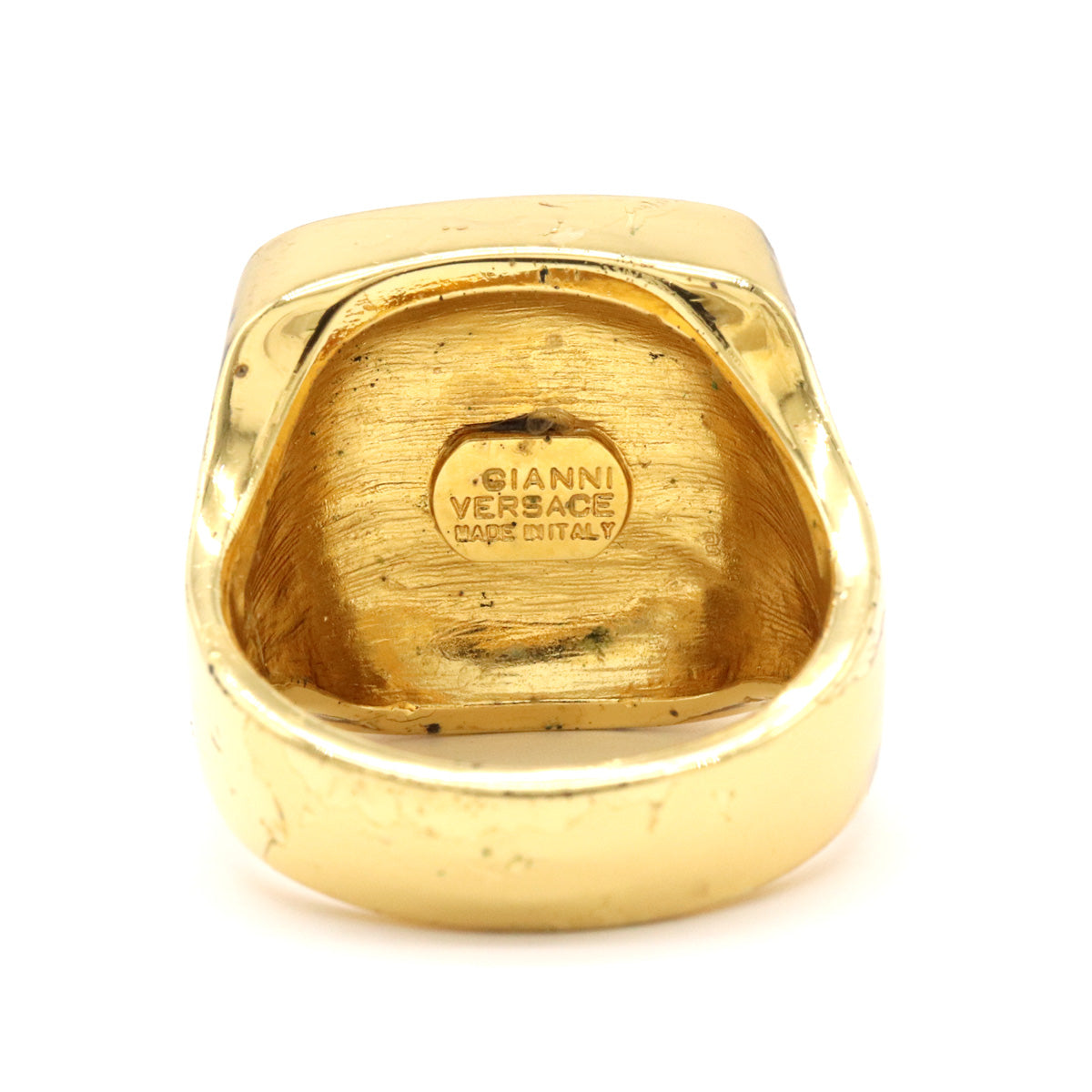 Versace Medusa Signet Ring GP Gold in Very Good Condition