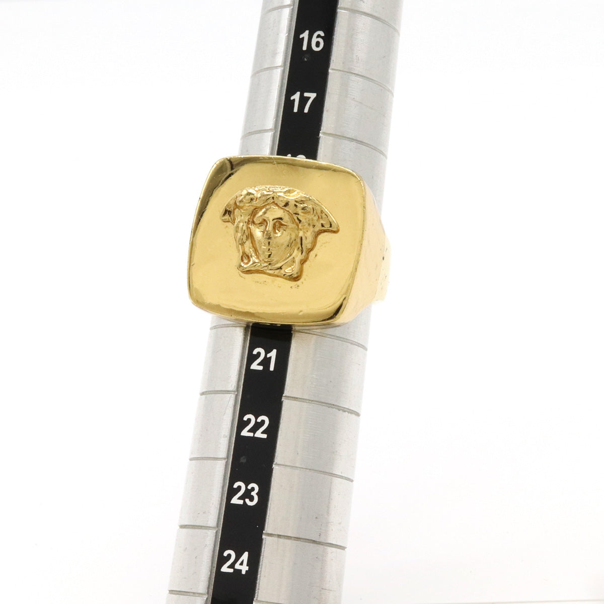 Versace Medusa Signet Ring GP Gold in Very Good Condition