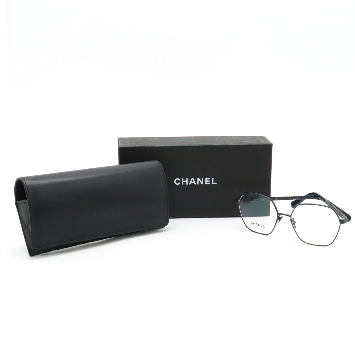 Chanel Eyeglasses Hexagon Frame Black Dark Navy 2204 in Pristine Condition