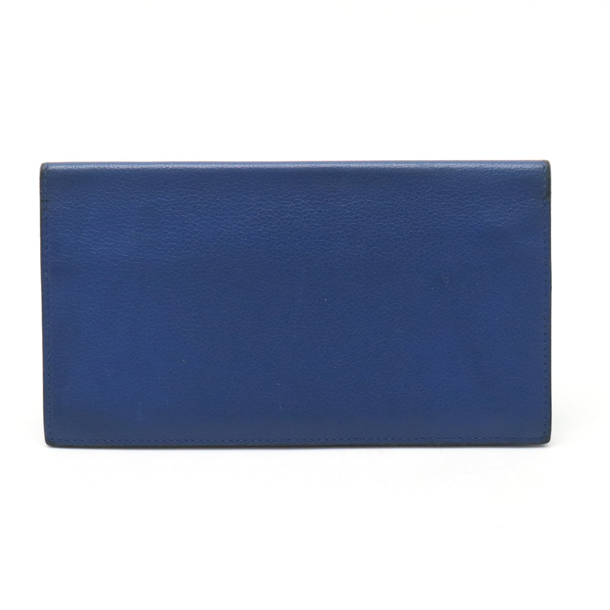 Hermes Leather Silk Long Wallet Blue