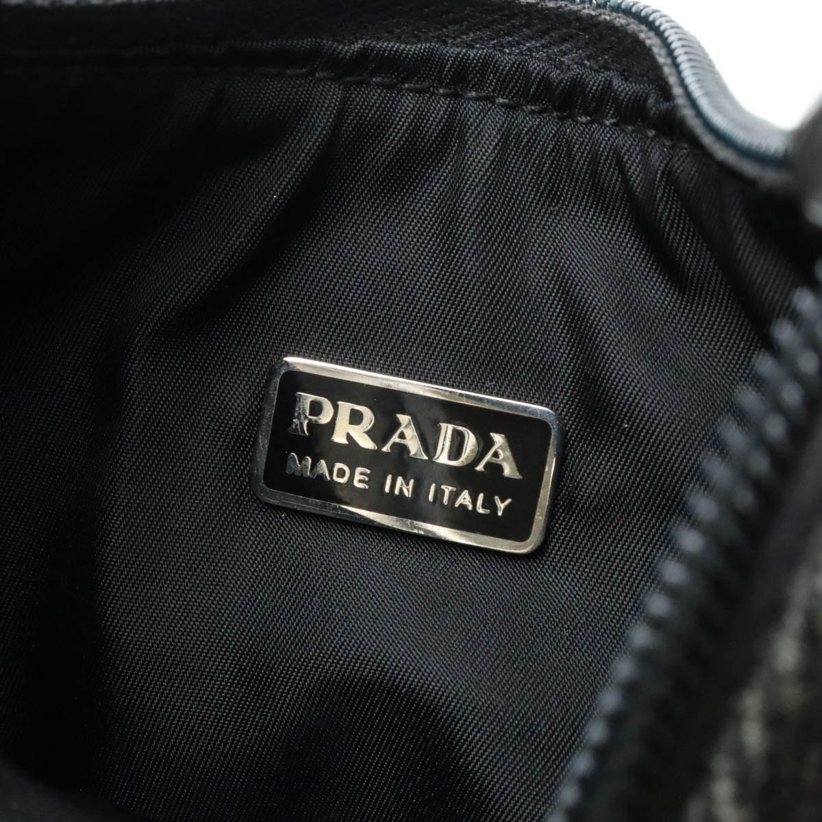 Prada Wool Nylon Accessory Pouch Handbag