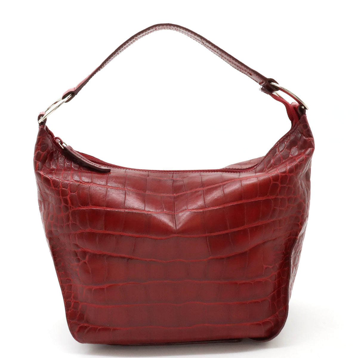 Furla Croc-Embossed Leather Shoulder Bag Red in Great Condition