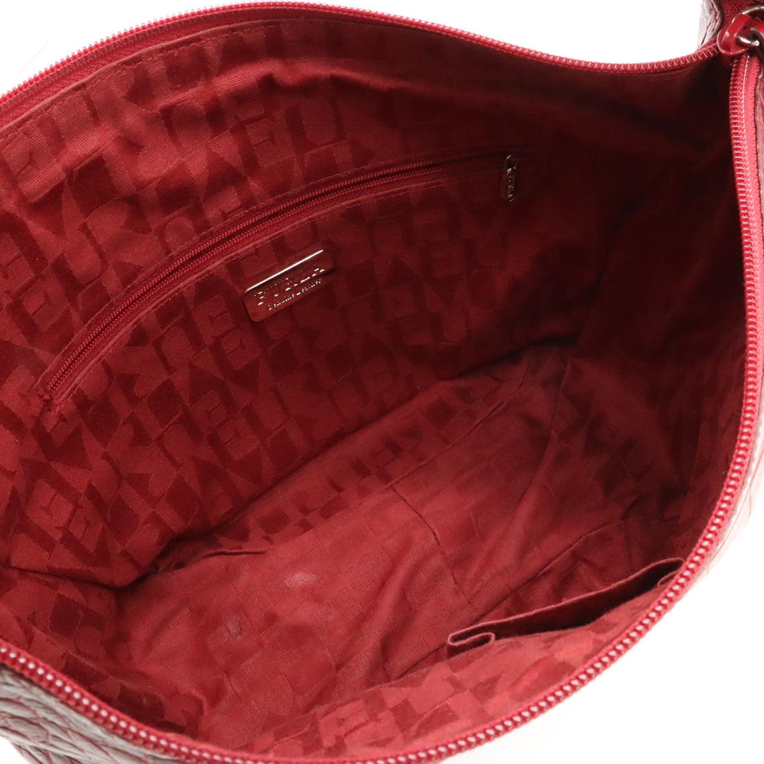 Furla Croc-Embossed Leather Shoulder Bag Red in Great Condition