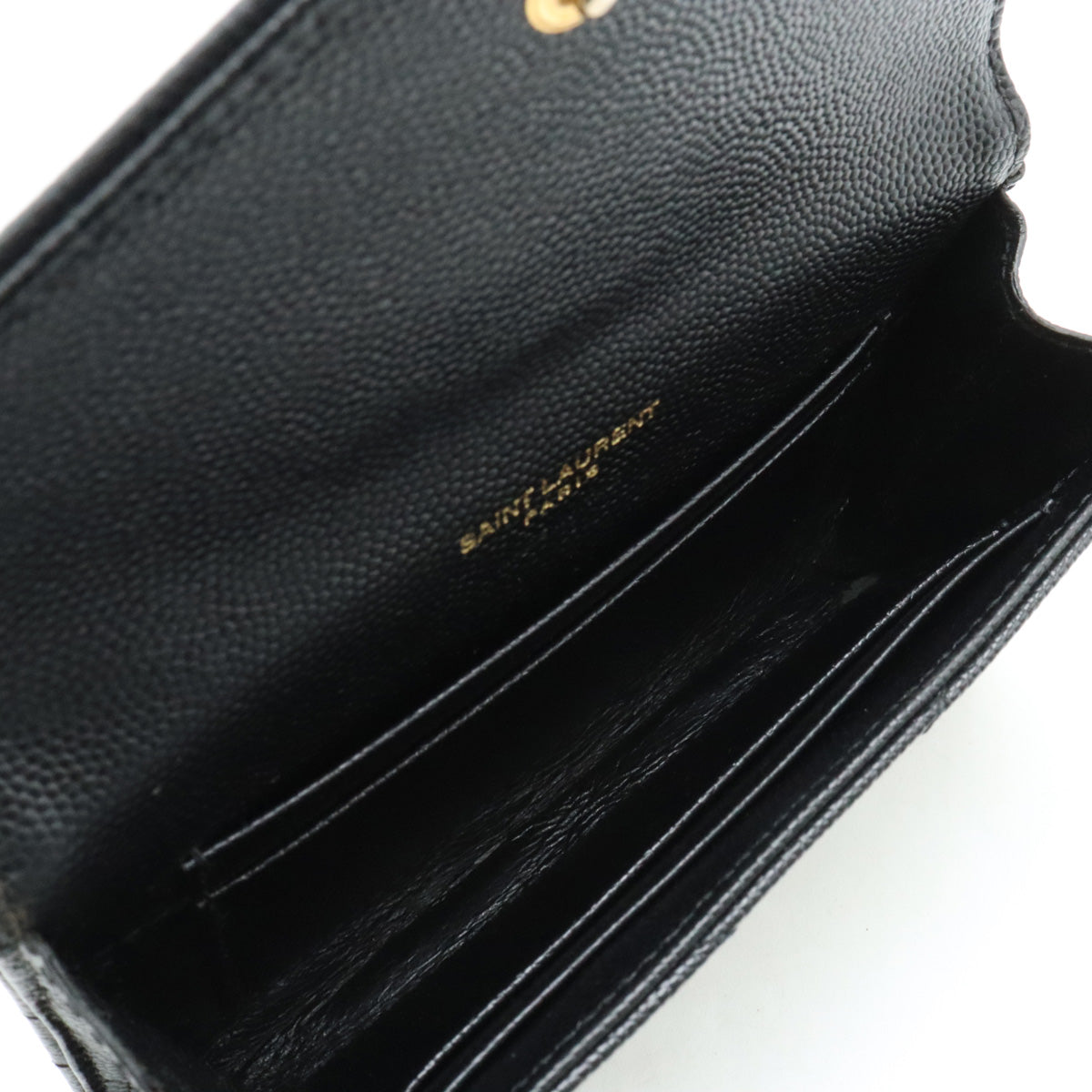 Yves Saint Laurent Leather Monogram Coin Case Card Holder in Very Good Condition