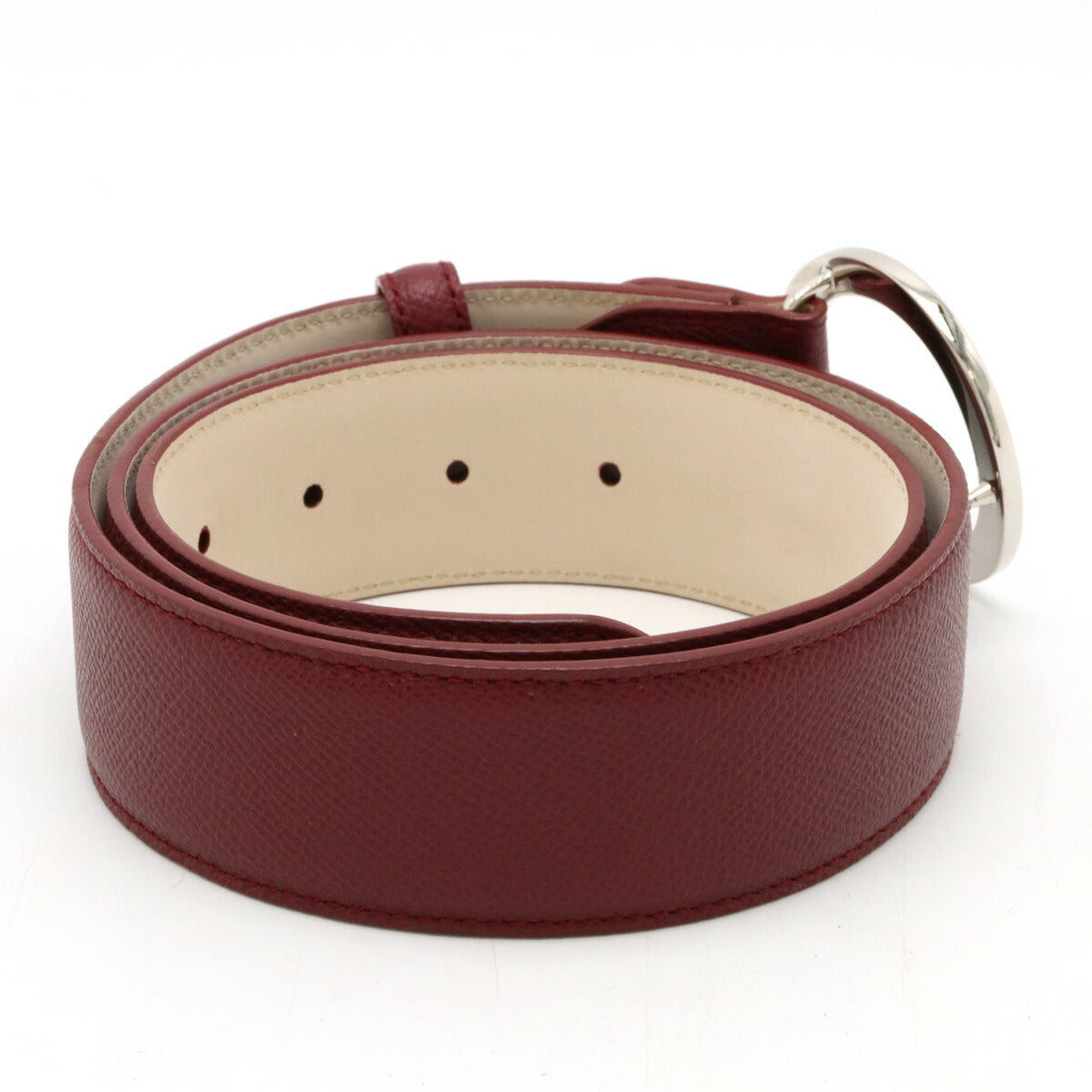 Bvlgari Leather Belt Round Logo Buckle Bordeaux