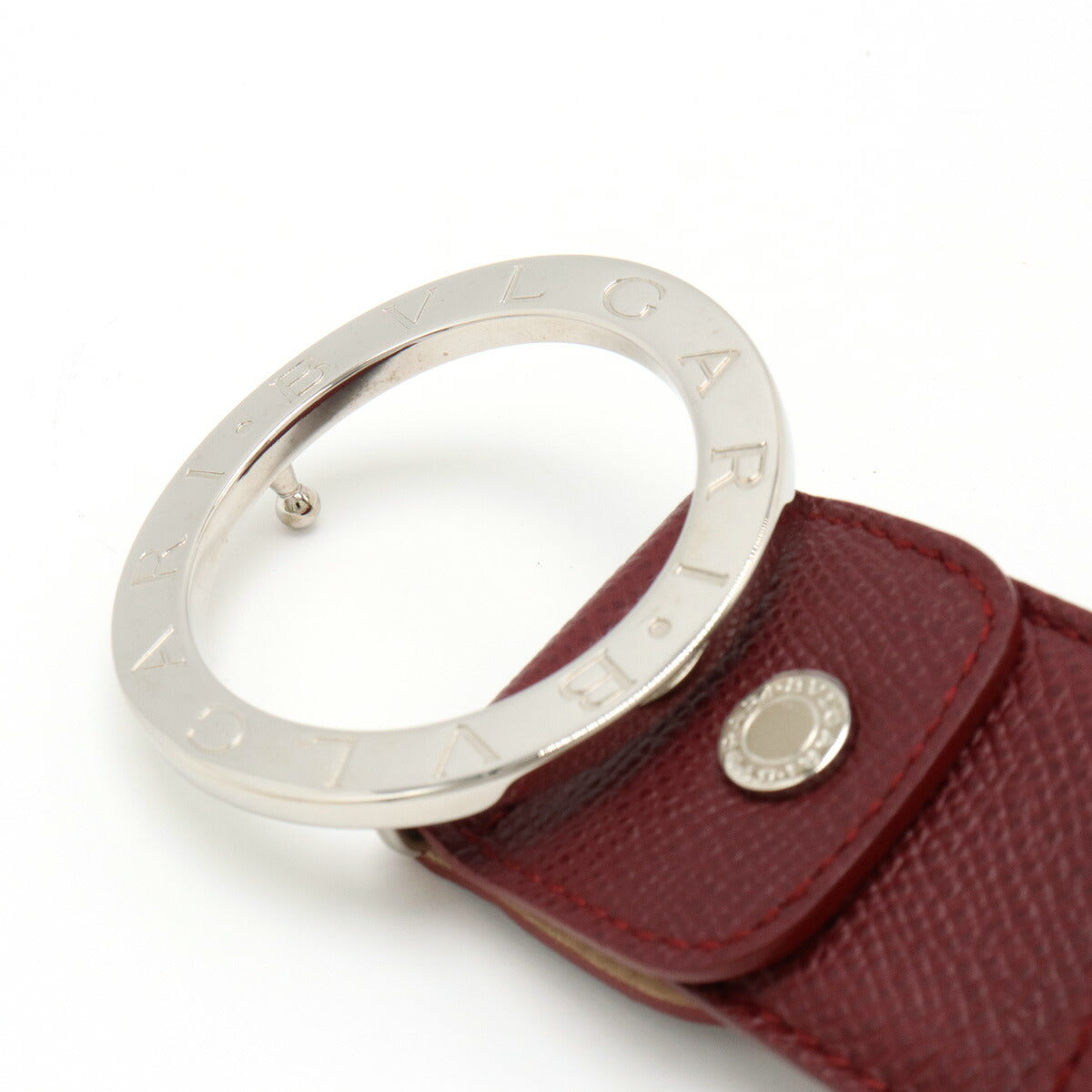 Bvlgari Leather Belt Round Logo Buckle Bordeaux