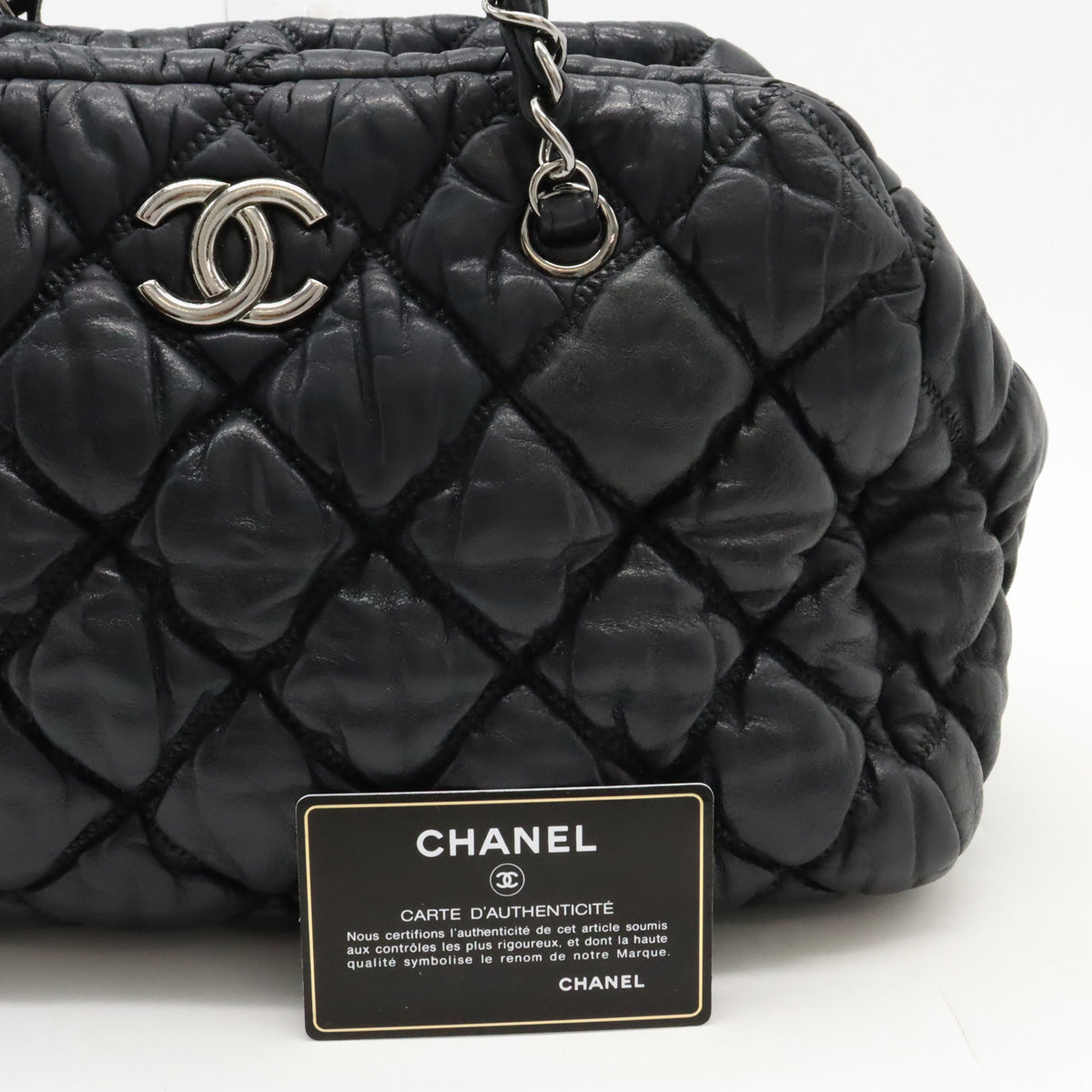 Chanel Leather Bubble Quilt Coco Mark Chain Shoulder Bag in Very Good Condition