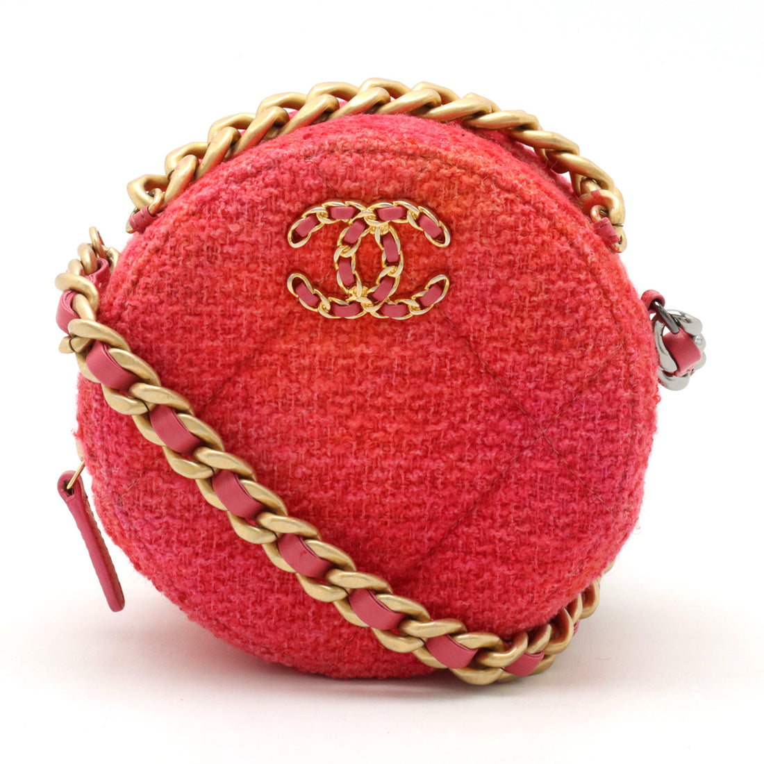 Chanel Tweed CHANEL19 Round Chain Shoulder Bag AP0945