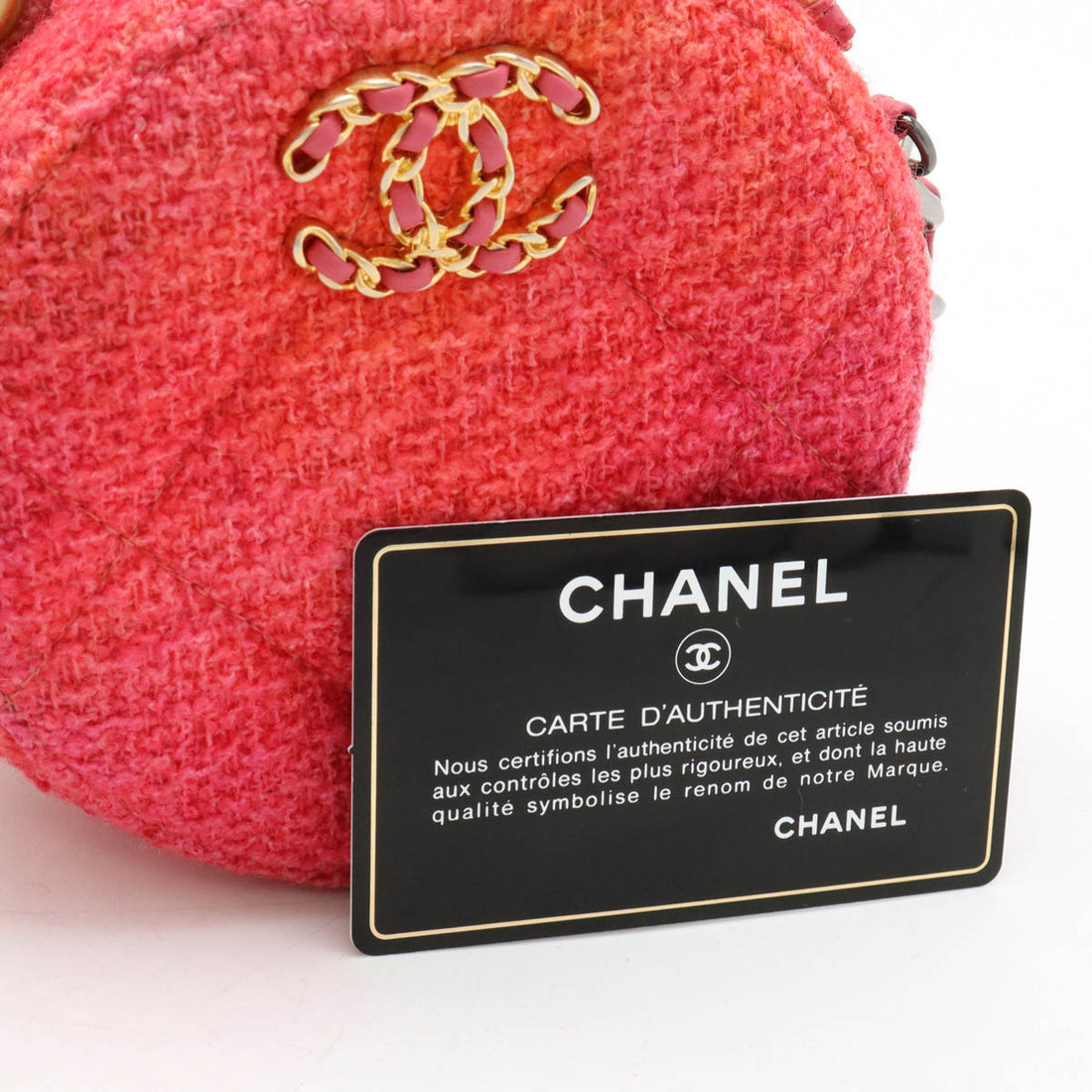 Chanel Tweed CHANEL19 Round Chain Shoulder Bag AP0945