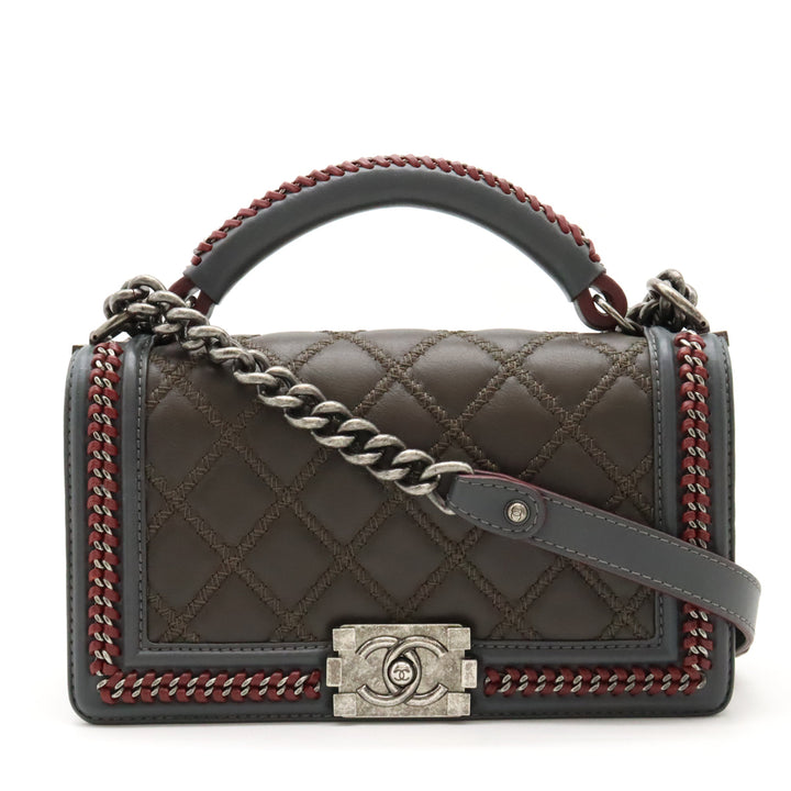 Chanel Boy Top Handle Flap Bag Leather