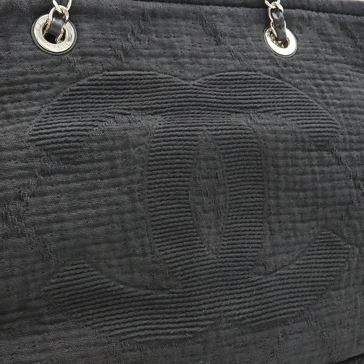 Chanel Large Shopping Tote Canvas/Leather Black