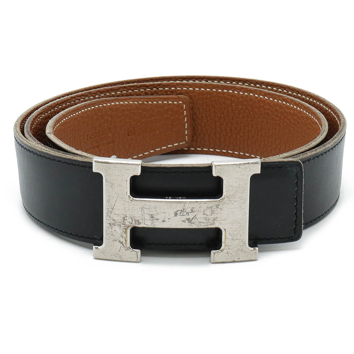 Hermes Constance H Reversible Leather Belt Black Brown in Very Good Condition