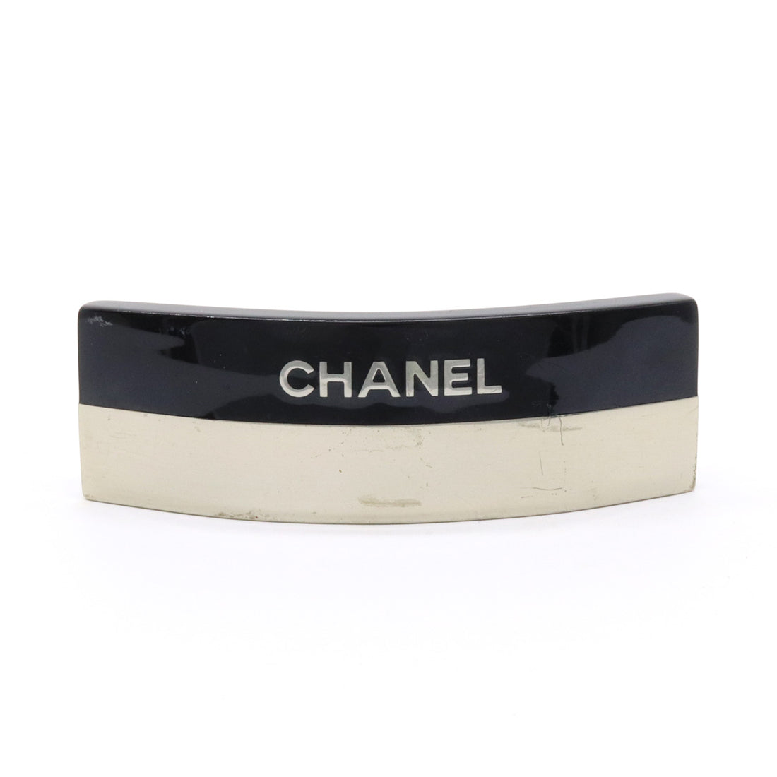 Chanel Logo Hair Clip Black Silver