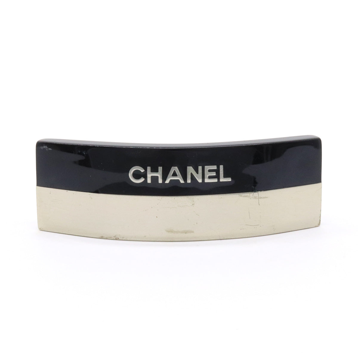 Chanel Logo Hair Clip Black Silver