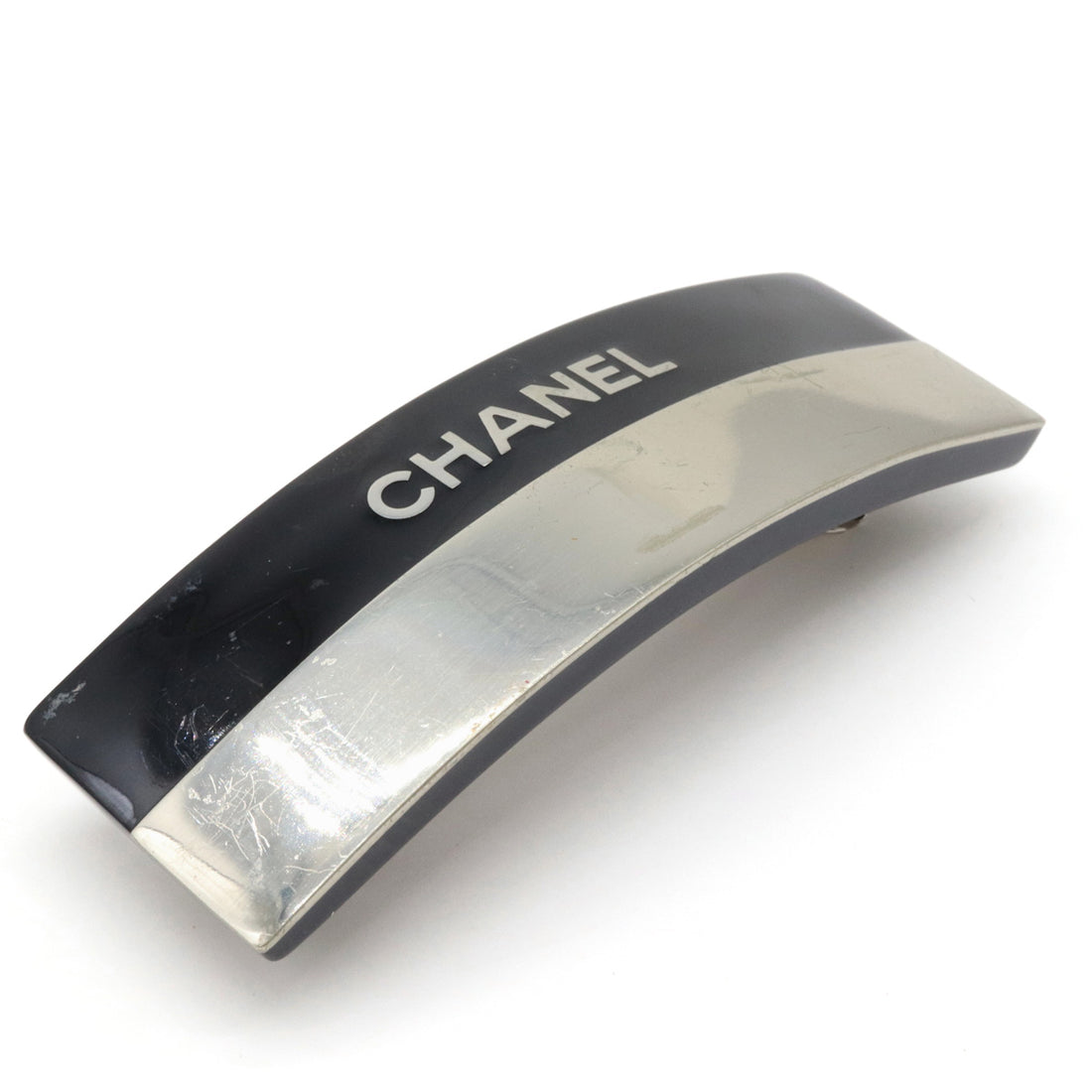 Chanel Logo Hair Clip Black Silver