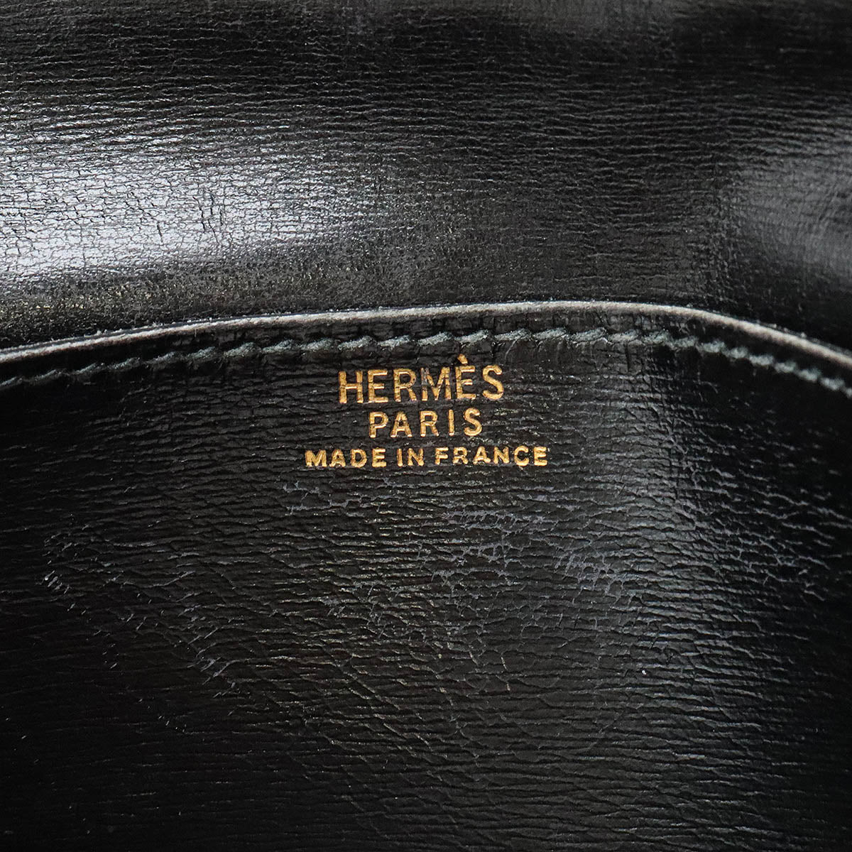 Hermes Box Calf Leather Long Wallet Black in Good Condition