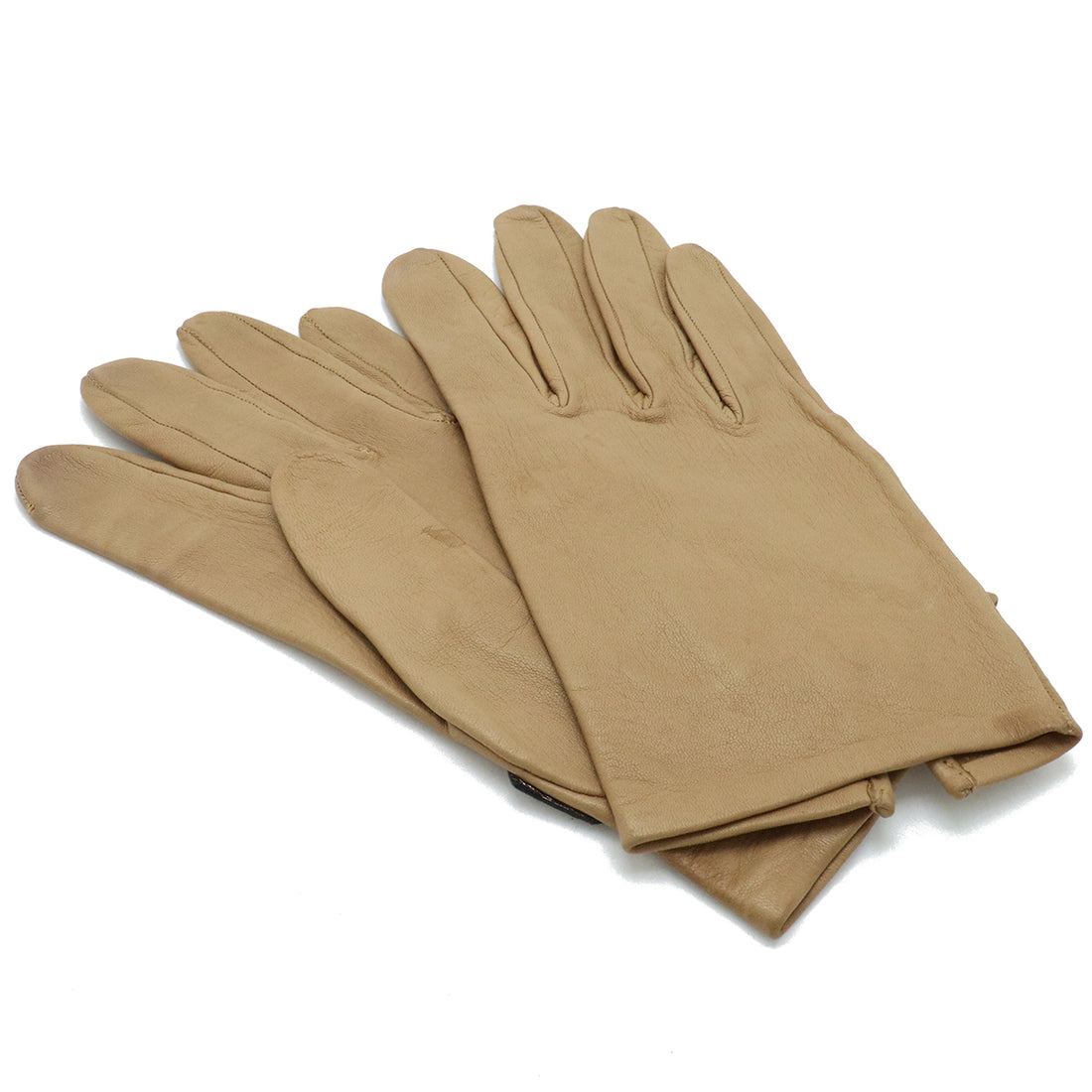 Hermes H Logo Lambskin Gloves Beige Gold