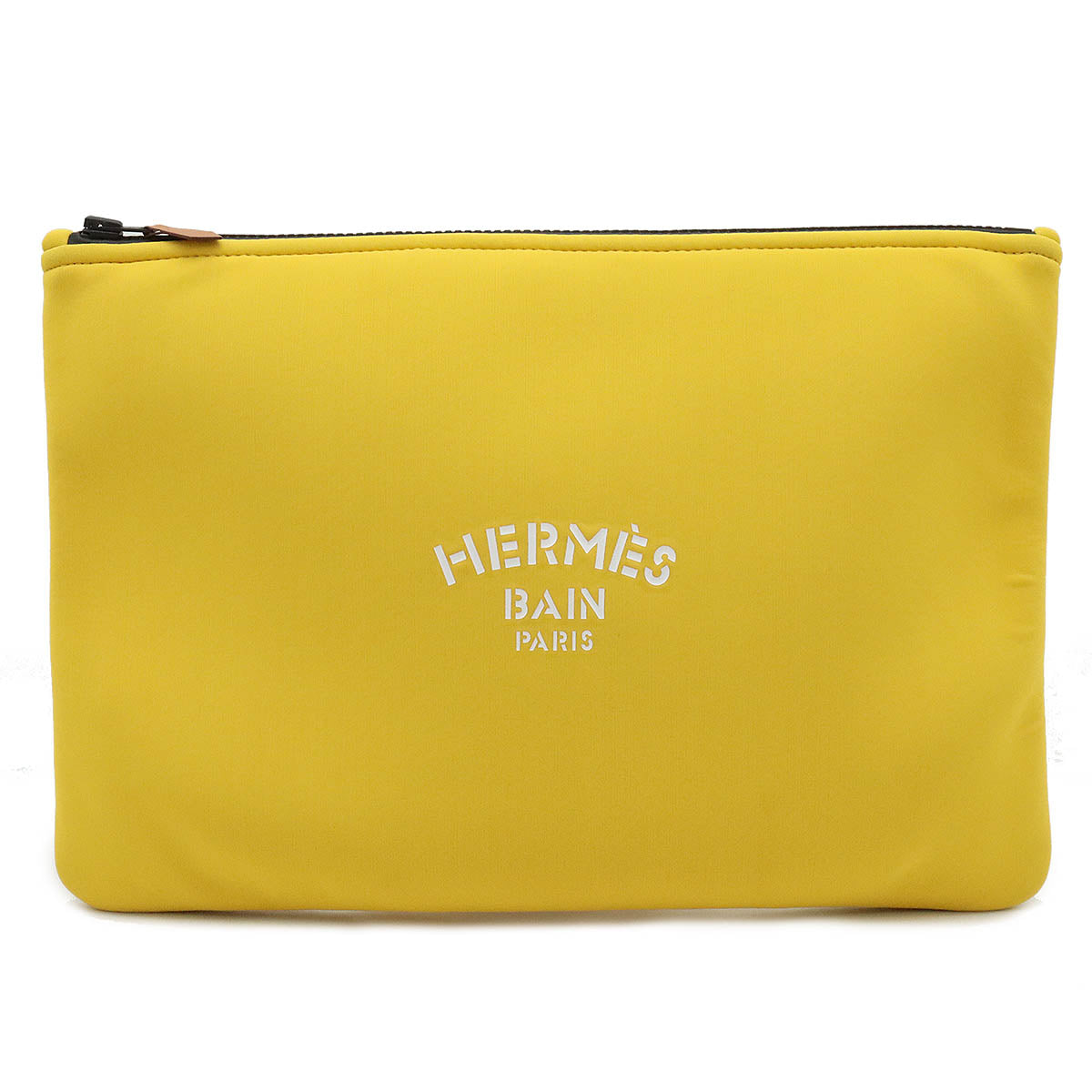 Hermes Neobain GM Clutch Bag Polyamide Elastane Leather Yellow in Great Condition