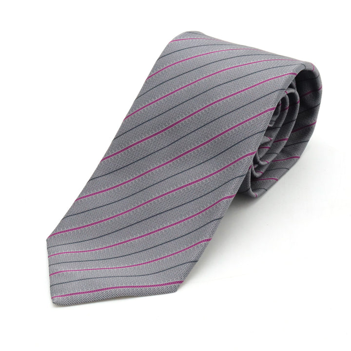 Bvlgari Silk Sevenfold Tie Gray Purple