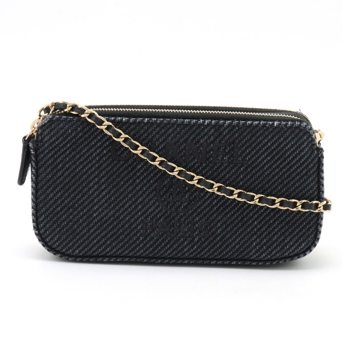 Chanel Deauville Line Chain Wallet Long Wallet Canvas/Leather Navy A81978