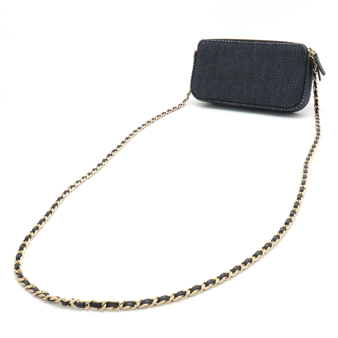 Chanel Deauville Line Chain Wallet Long Wallet Canvas/Leather Navy A81978