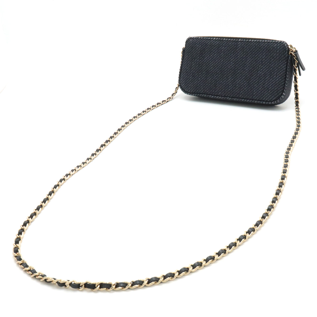 Chanel Deauville Line Chain Wallet Long Wallet Canvas/Leather Navy A81978 in Great Condition