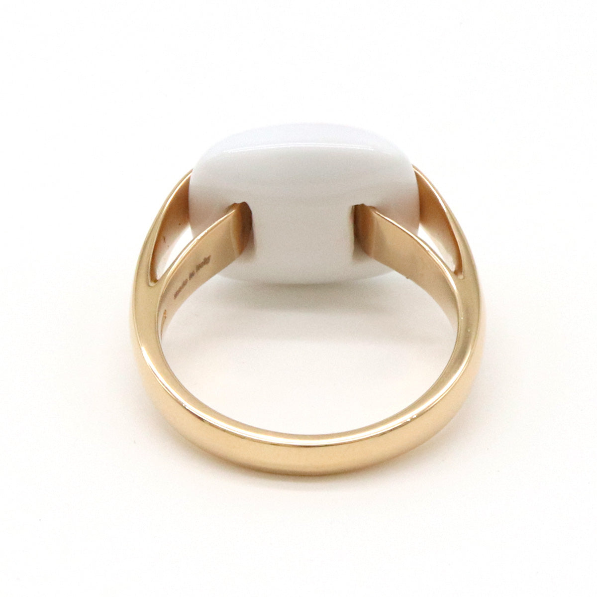 Salvatore Ferragamo K18PG White Chalcedony Ring in Great Condition