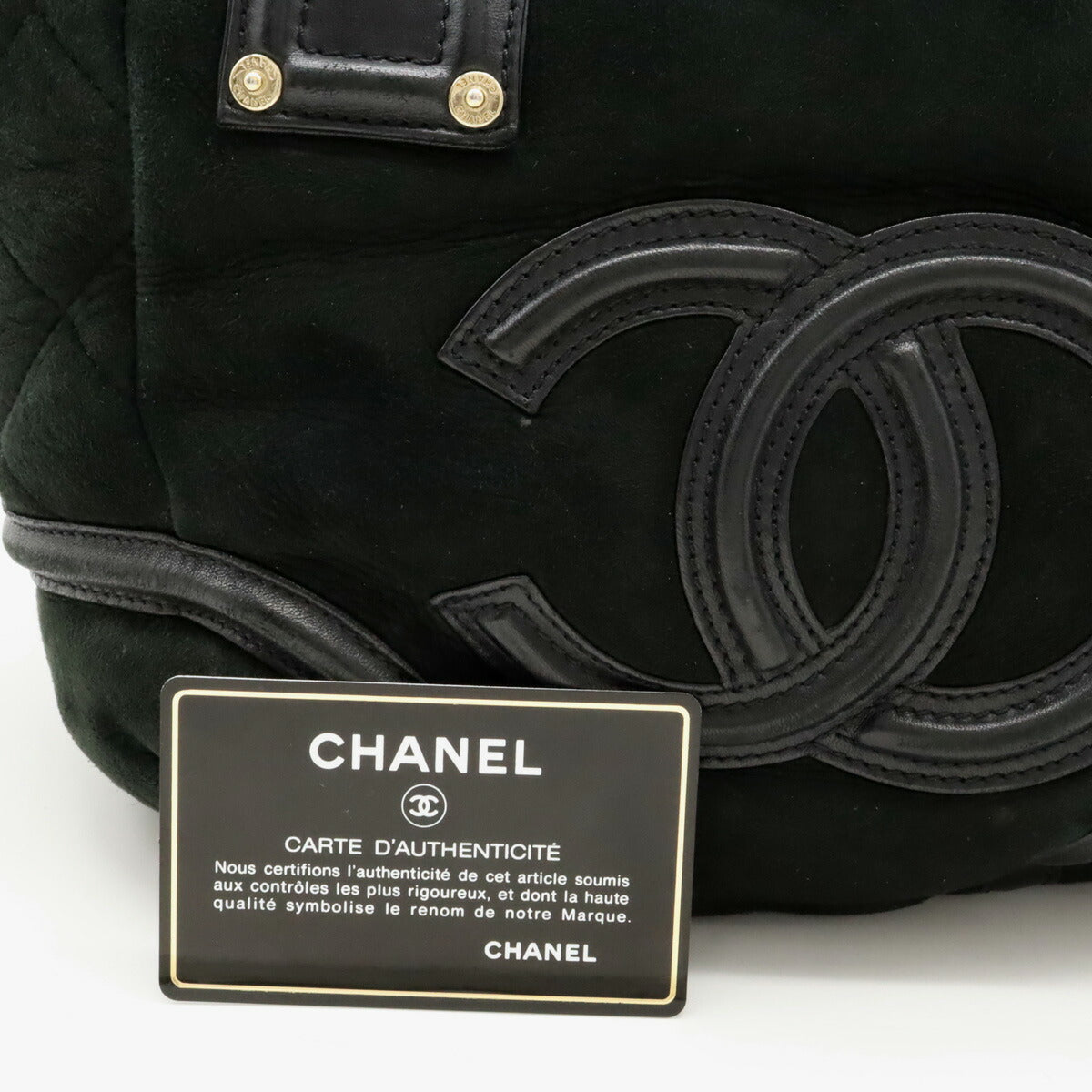 Chanel Sheepskin Leather Boa Coco Mark Handbag Tote in Very Good Condition