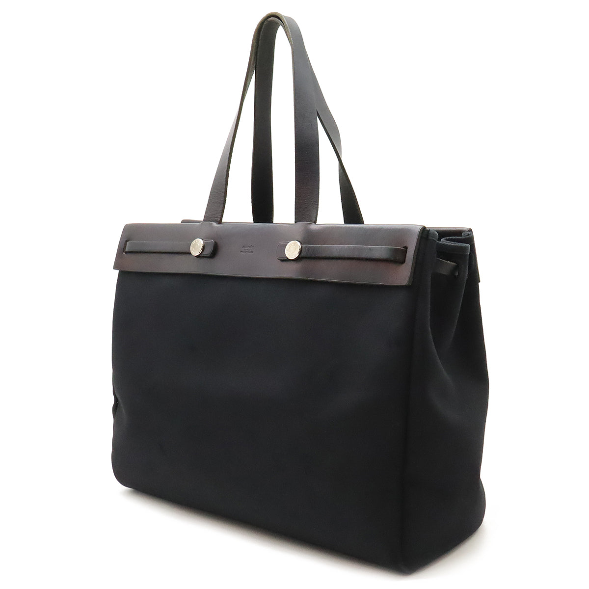 Hermes Toile Officier Leather Cabas GM Tote Bag