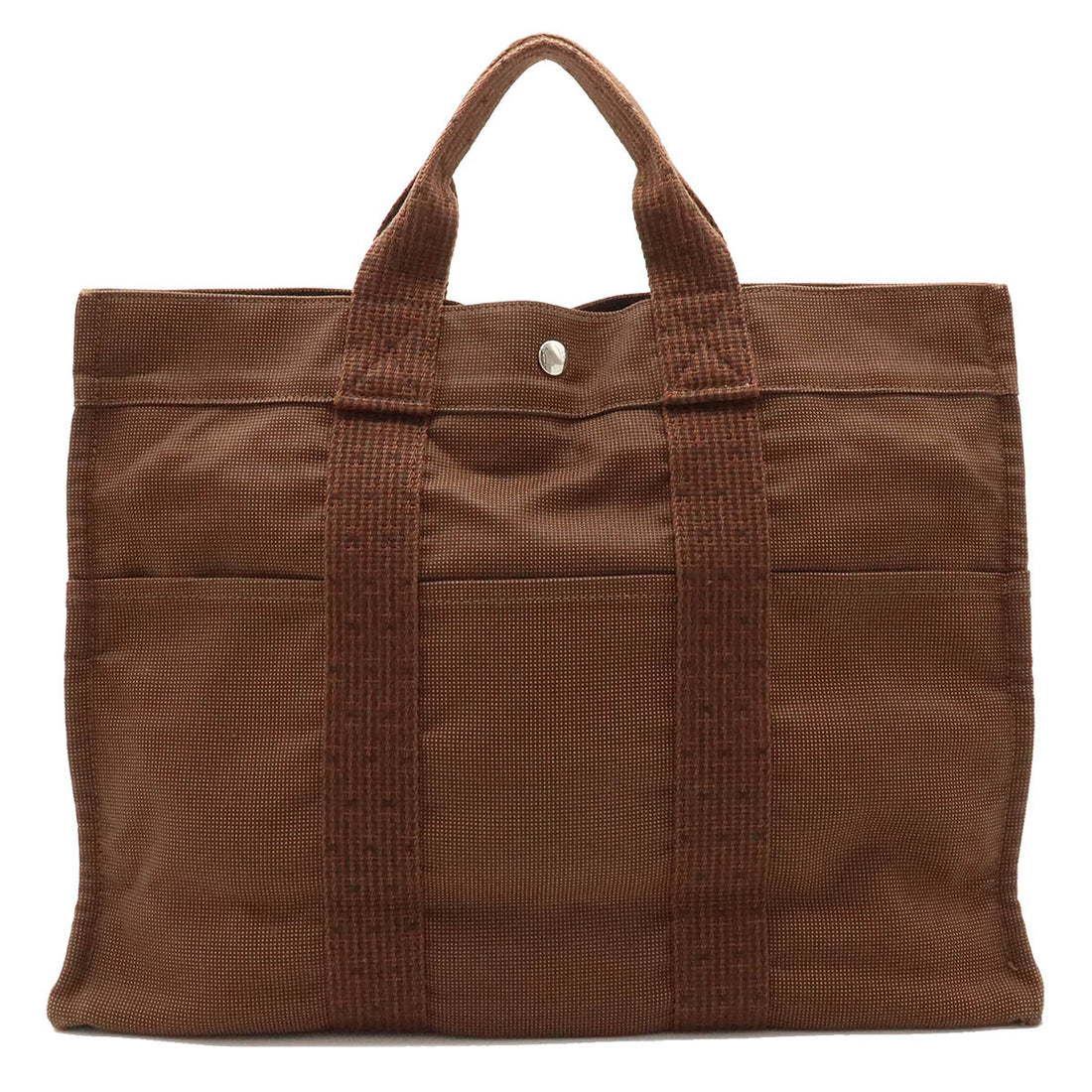 Hermes Canvas Herline Tote MM Brown