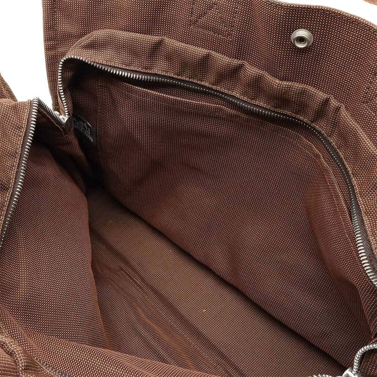 Hermes Canvas Herline Tote MM Brown in Very Good Condition